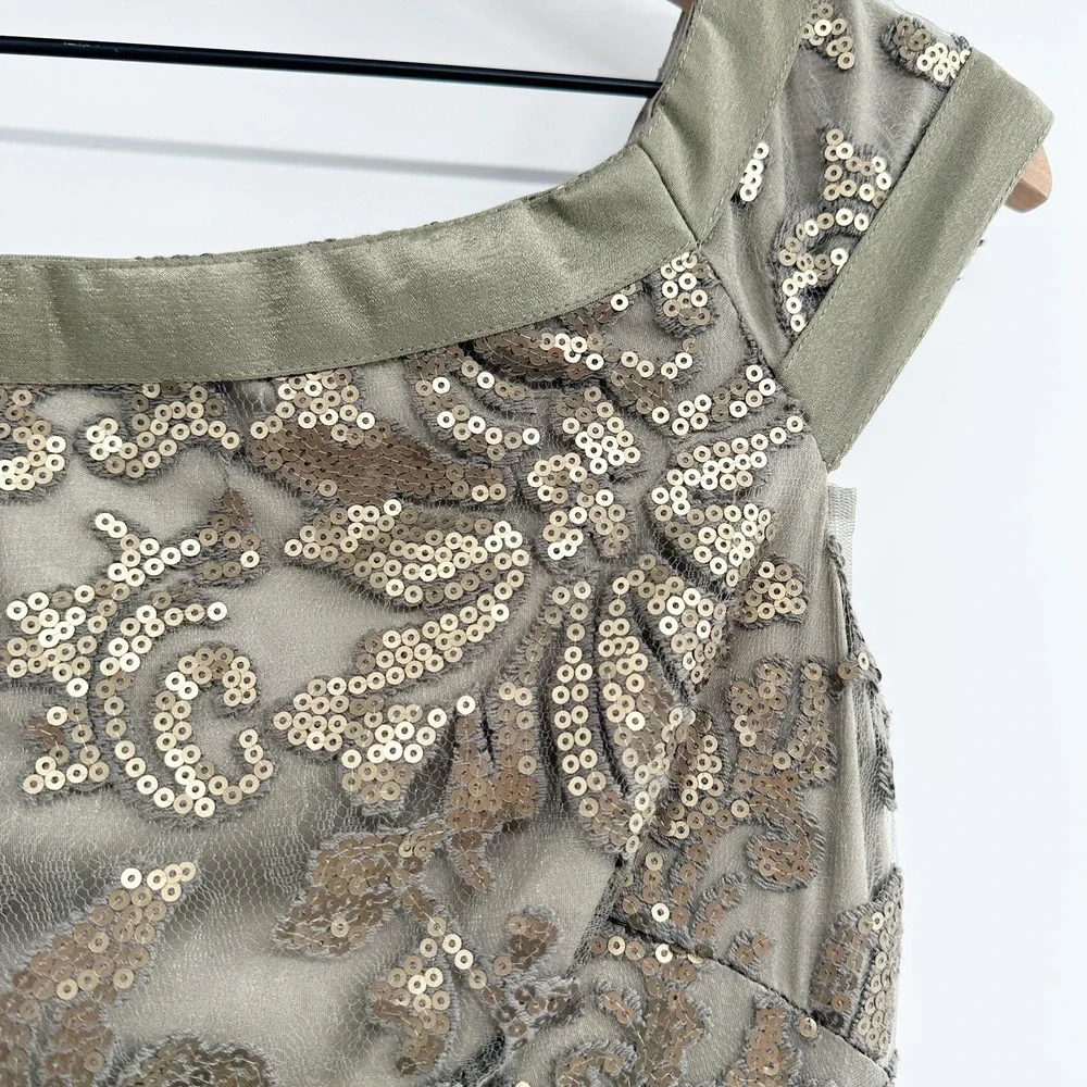 Tadashi Shoji Mesh Sequin Mermaid Gown in Smoke Pearl Size‎ 6